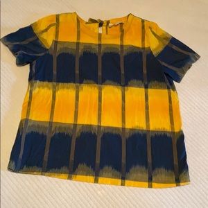 Loft navy and yellow top